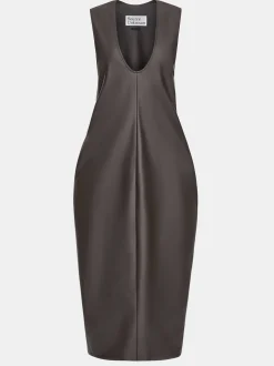 Frauen Source Unknown Kleidung<Adua Maxikleid Aus Kunstleder, Schokolade