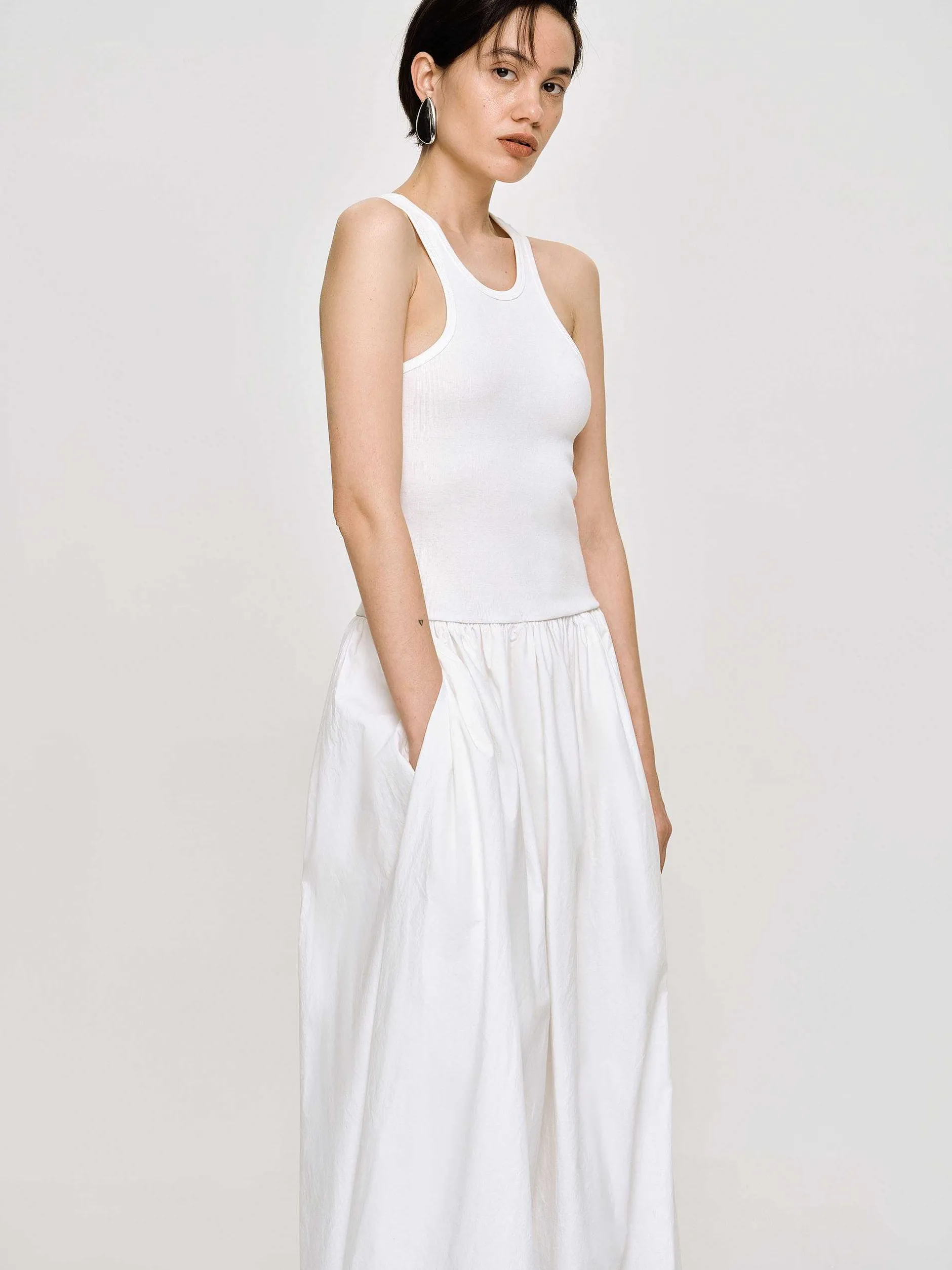 Frauen Source Unknown Kleider<Amal Racer-Tanktopkleid Mit Tiefer Taille, Weis