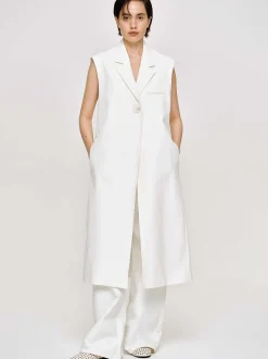 Frauen Source Unknown Oberbekleidung<Armelloser Langer Blazer, Weis