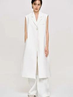 Frauen Source Unknown Oberbekleidung<Armelloser Langer Blazer, Weis