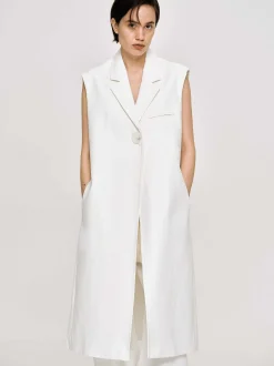 Frauen Source Unknown Oberbekleidung<Armelloser Langer Blazer, Weis