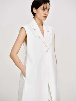 Frauen Source Unknown Kleidung<Armelloser Langer Blazer, Weis