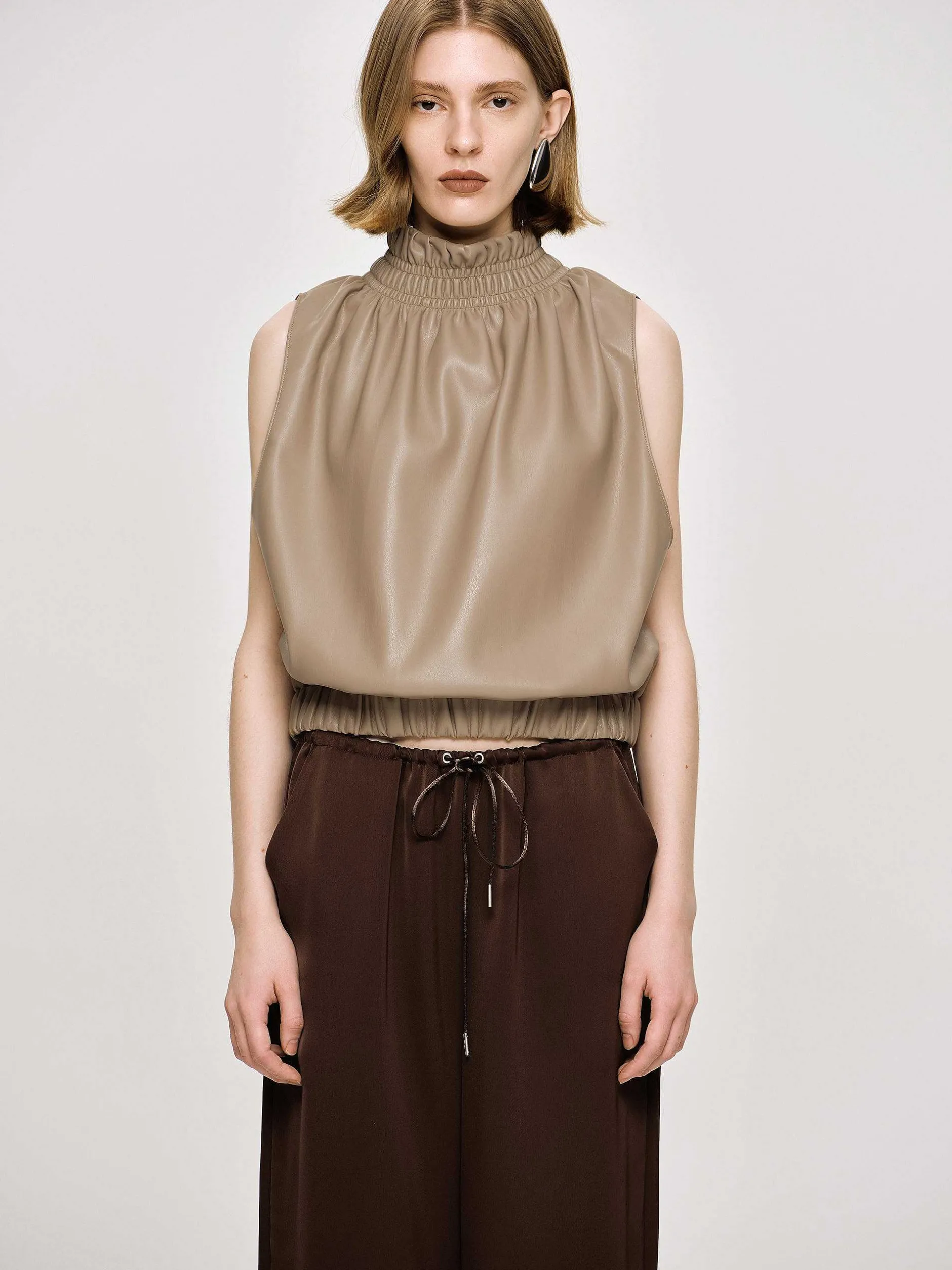Frauen Source Unknown Zubehör<Armelloses Lederoberteil, Beige