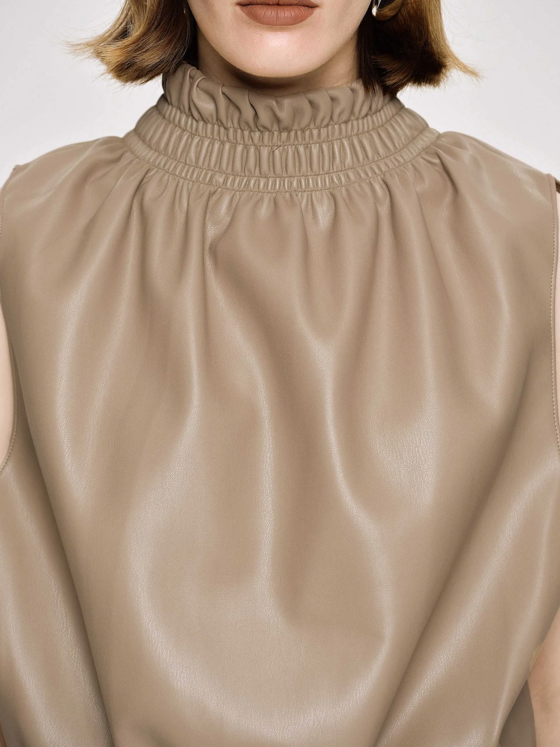 Frauen Source Unknown Zubehör<Armelloses Lederoberteil, Beige