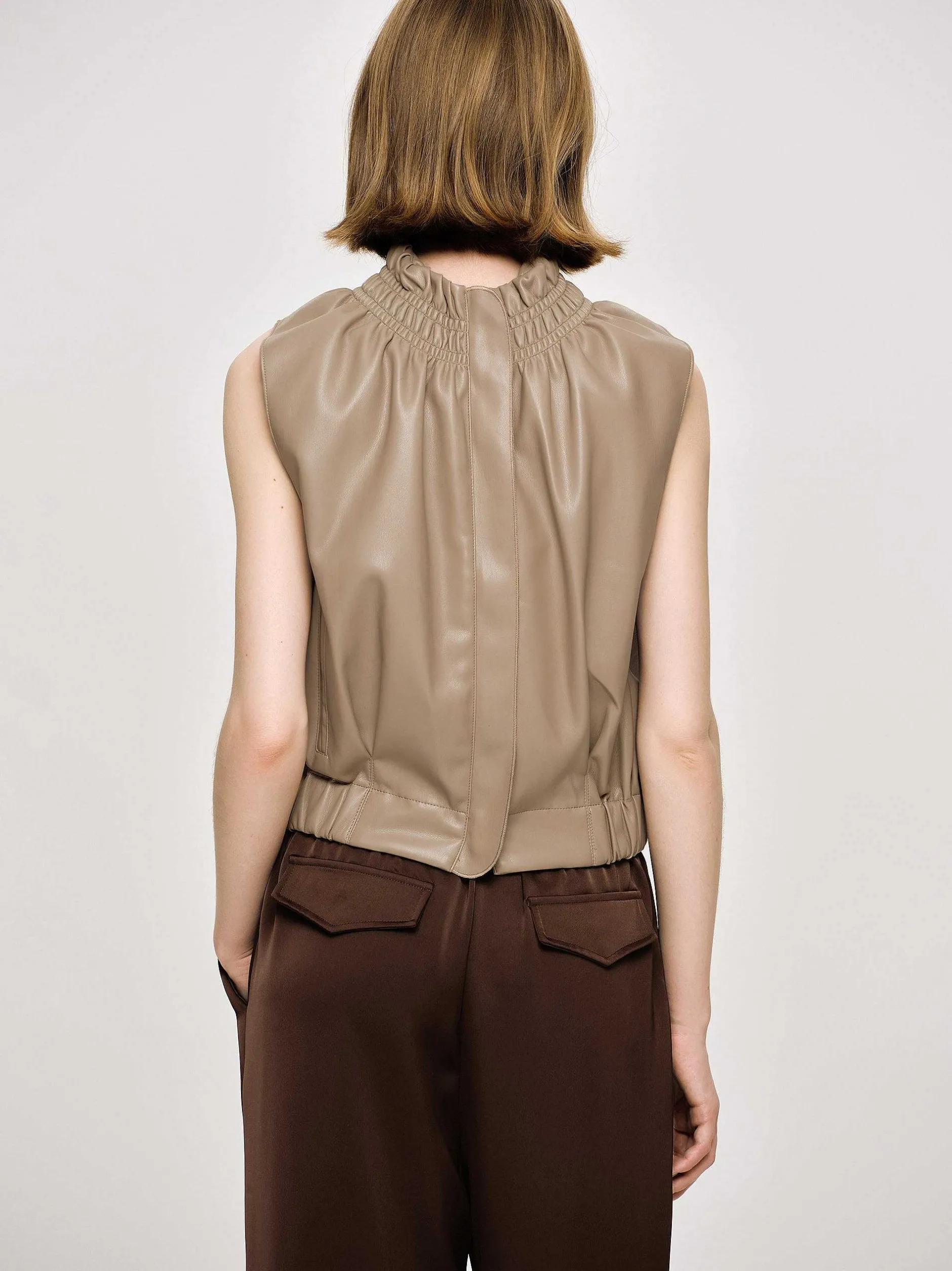 Frauen Source Unknown Zubehör<Armelloses Lederoberteil, Beige