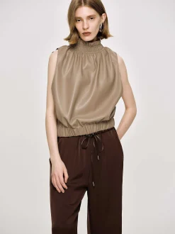 Frauen Source Unknown Zubehör<Armelloses Lederoberteil, Beige