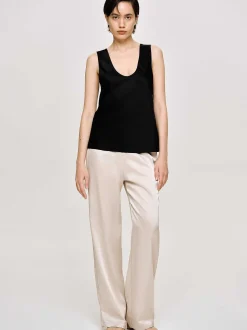 Frauen Source Unknown Zubehör<Armelloses Satin-Top, Schwarz