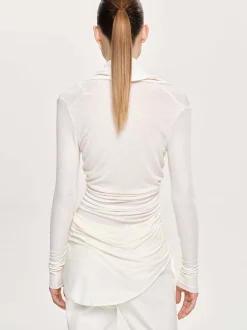 Frauen Source Unknown Kleidung<Asymmetrisches Drapiertes Folgore-Oberteil, Elfenbein