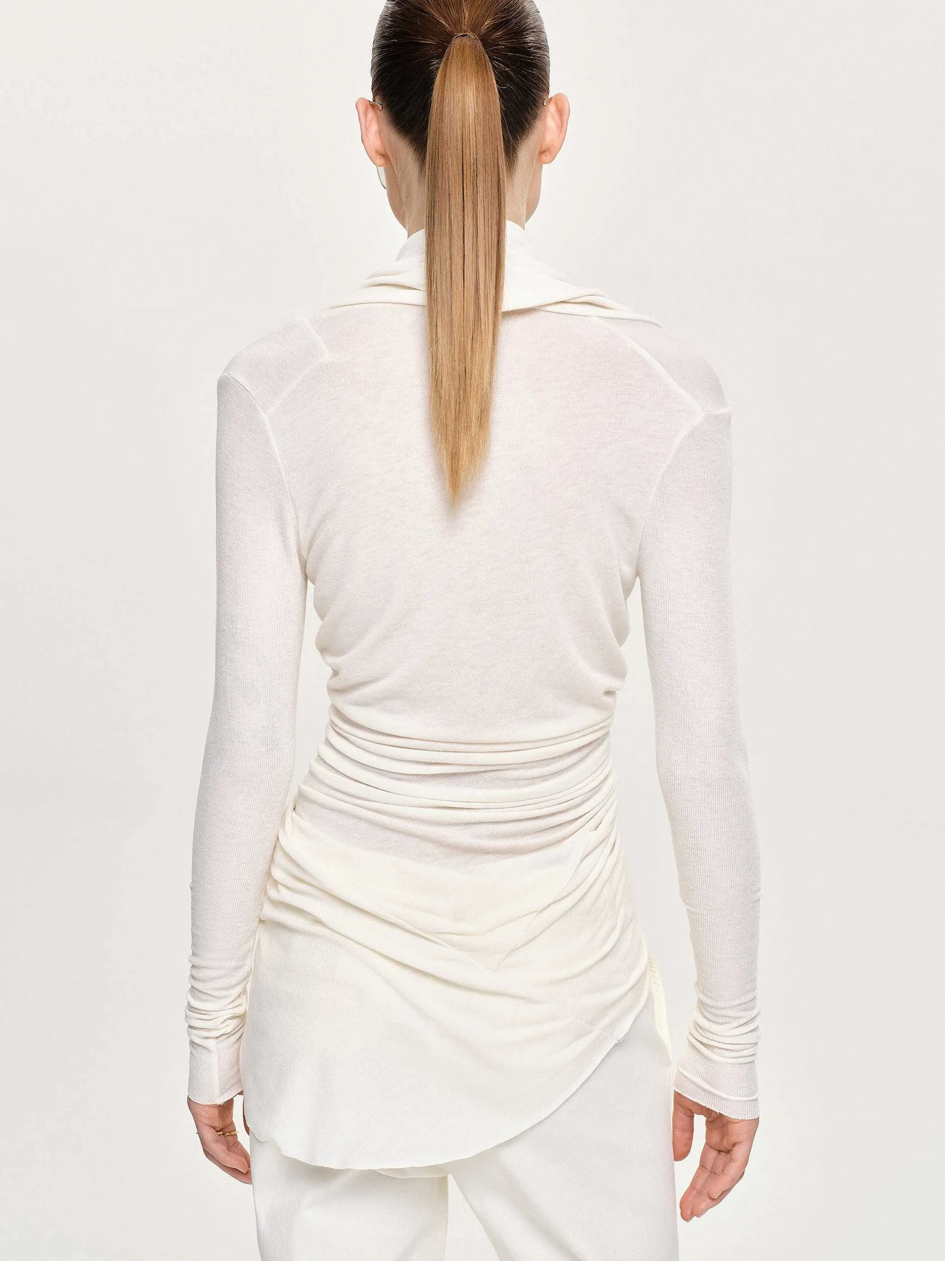 Frauen Source Unknown Kleidung<Asymmetrisches Drapiertes Folgore-Oberteil, Elfenbein