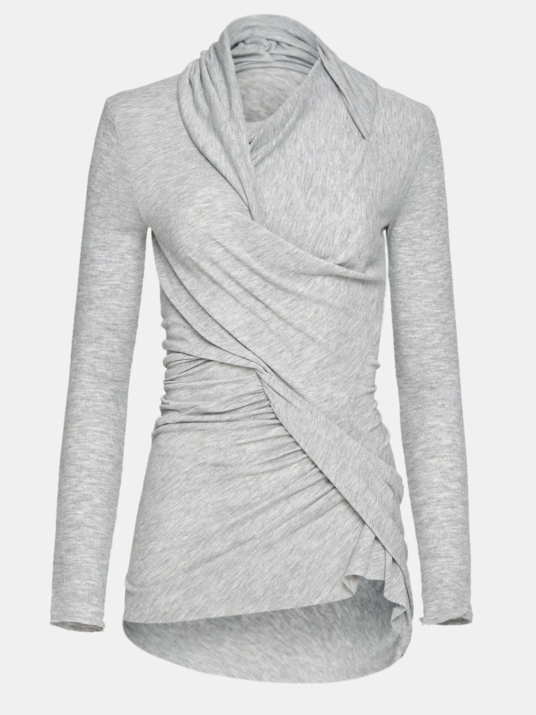 Frauen Source Unknown Kleidung<Asymmetrisches Drapiertes Folgore-Oberteil, Grau