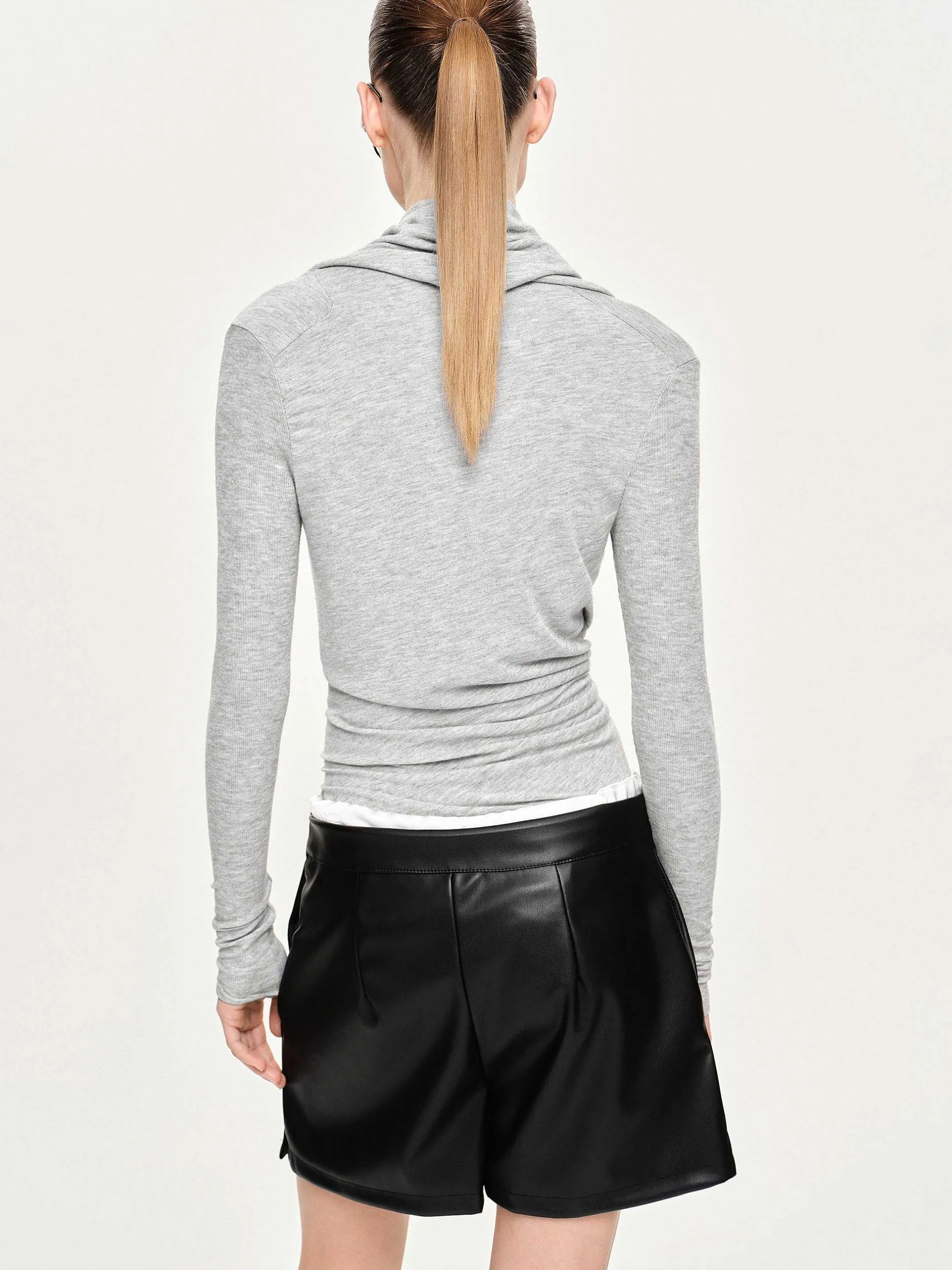 Frauen Source Unknown Kleidung<Asymmetrisches Drapiertes Folgore-Oberteil, Grau