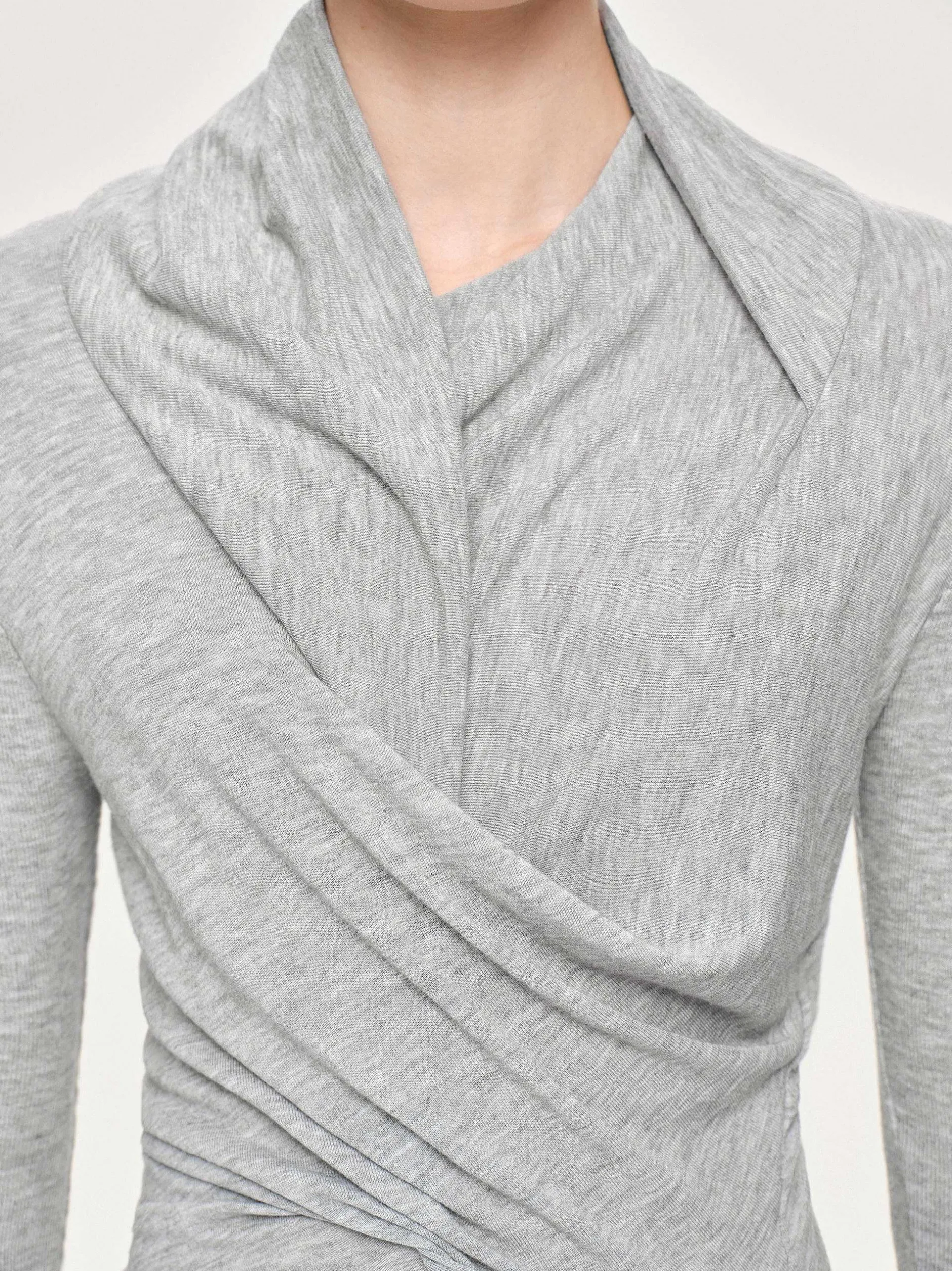 Frauen Source Unknown Kleidung<Asymmetrisches Drapiertes Folgore-Oberteil, Grau
