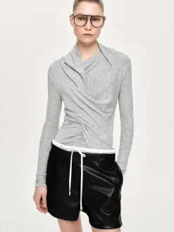 Frauen Source Unknown Oberteile<Asymmetrisches Drapiertes Folgore-Oberteil, Grau