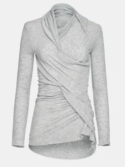 Frauen Source Unknown Oberteile<Asymmetrisches Drapiertes Folgore-Oberteil, Grau