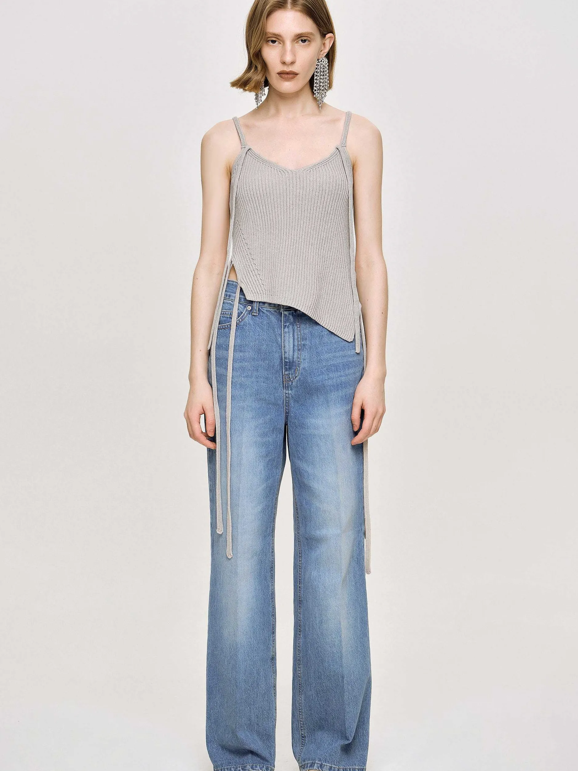 Frauen Source Unknown Strickwaren<Asymmetrisches Strick-Tanktop, Fossil Grey