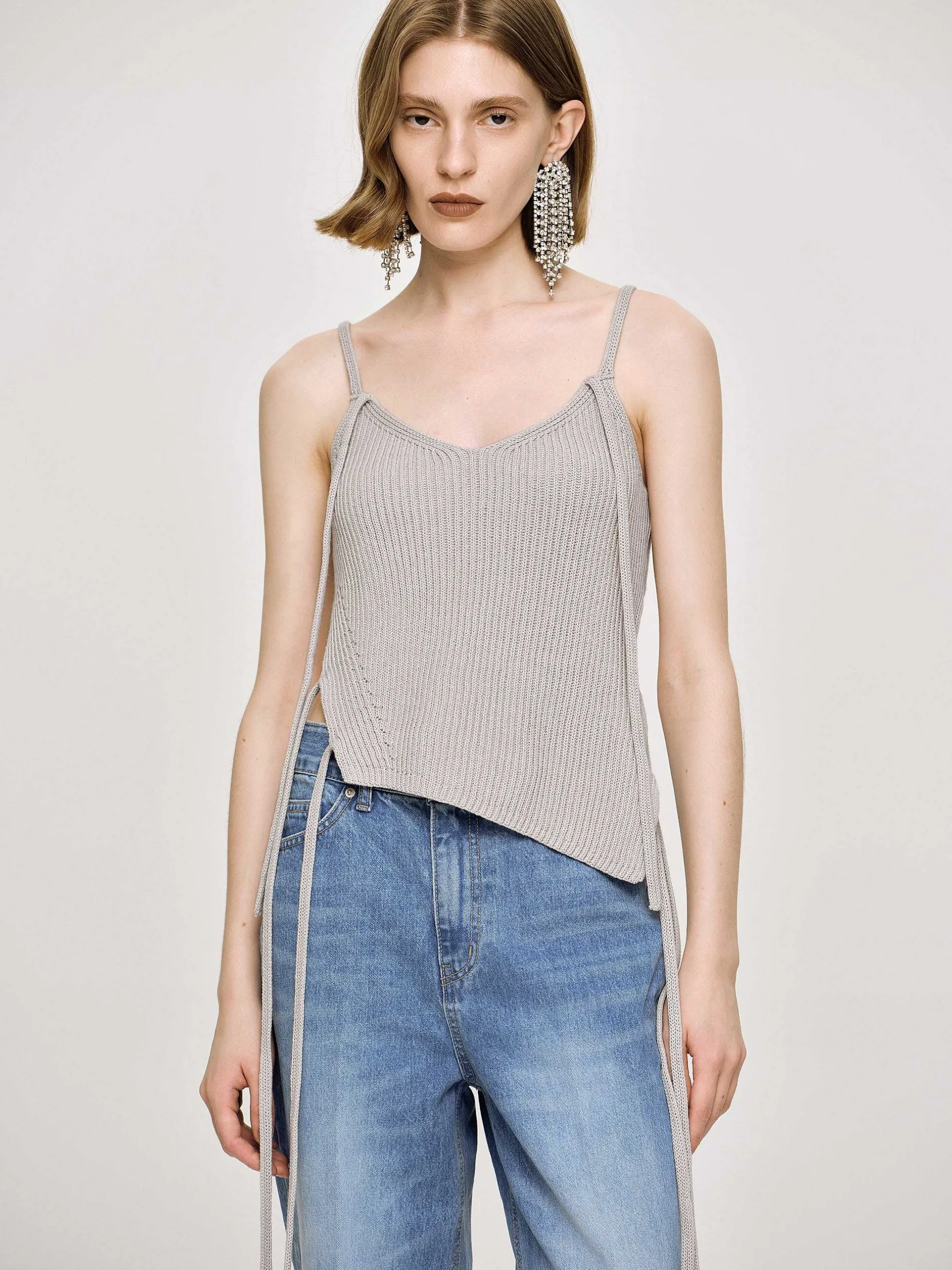 Frauen Source Unknown Strickwaren<Asymmetrisches Strick-Tanktop, Fossil Grey
