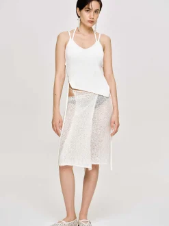 Frauen Source Unknown Kleidung<Asymmetrisches Strick-Tanktop, Weis