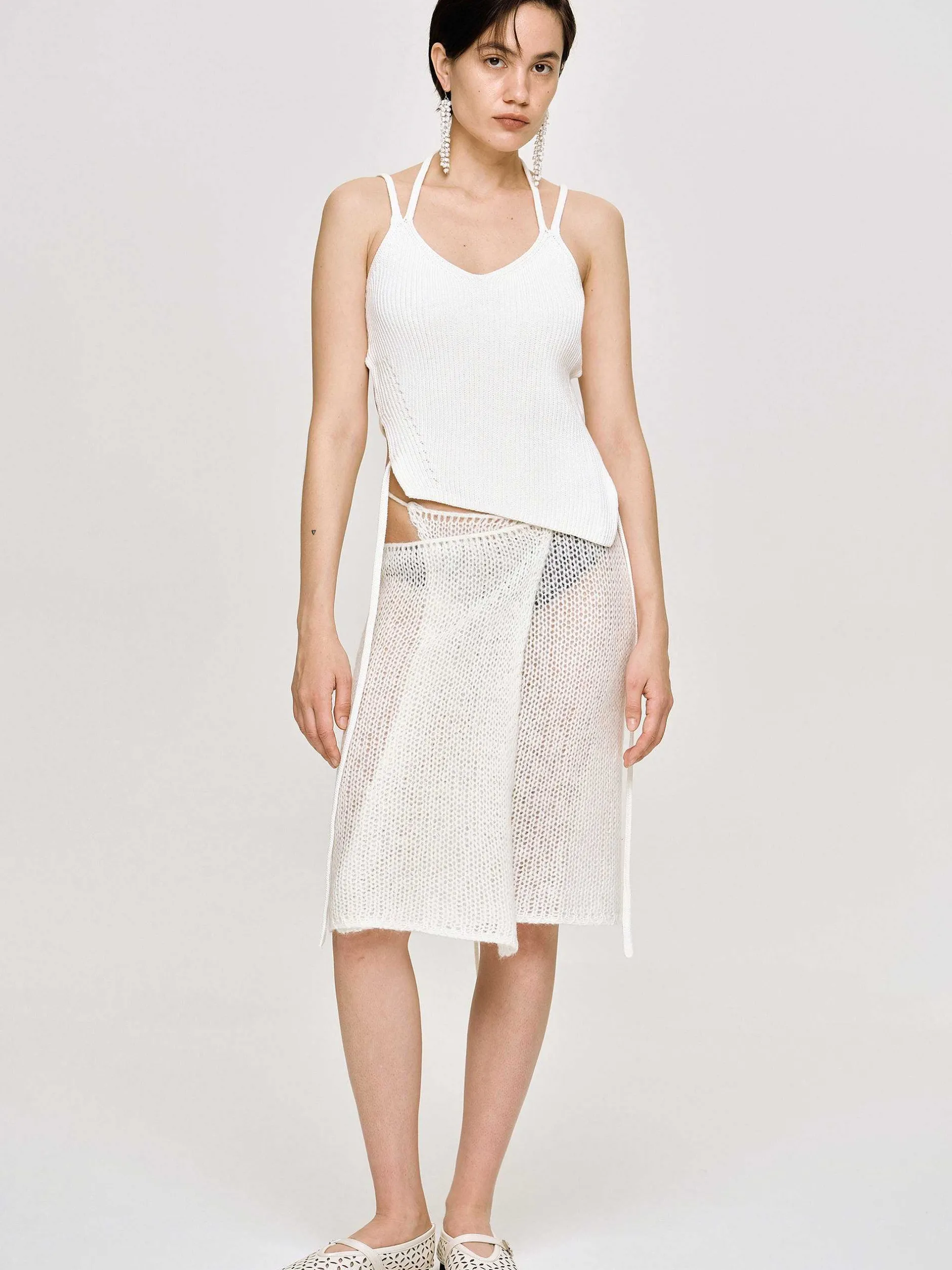 Frauen Source Unknown Kleidung<Asymmetrisches Strick-Tanktop, Weis