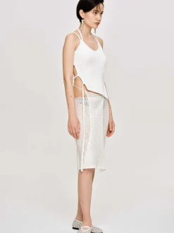 Frauen Source Unknown Kleidung<Asymmetrisches Strick-Tanktop, Weis