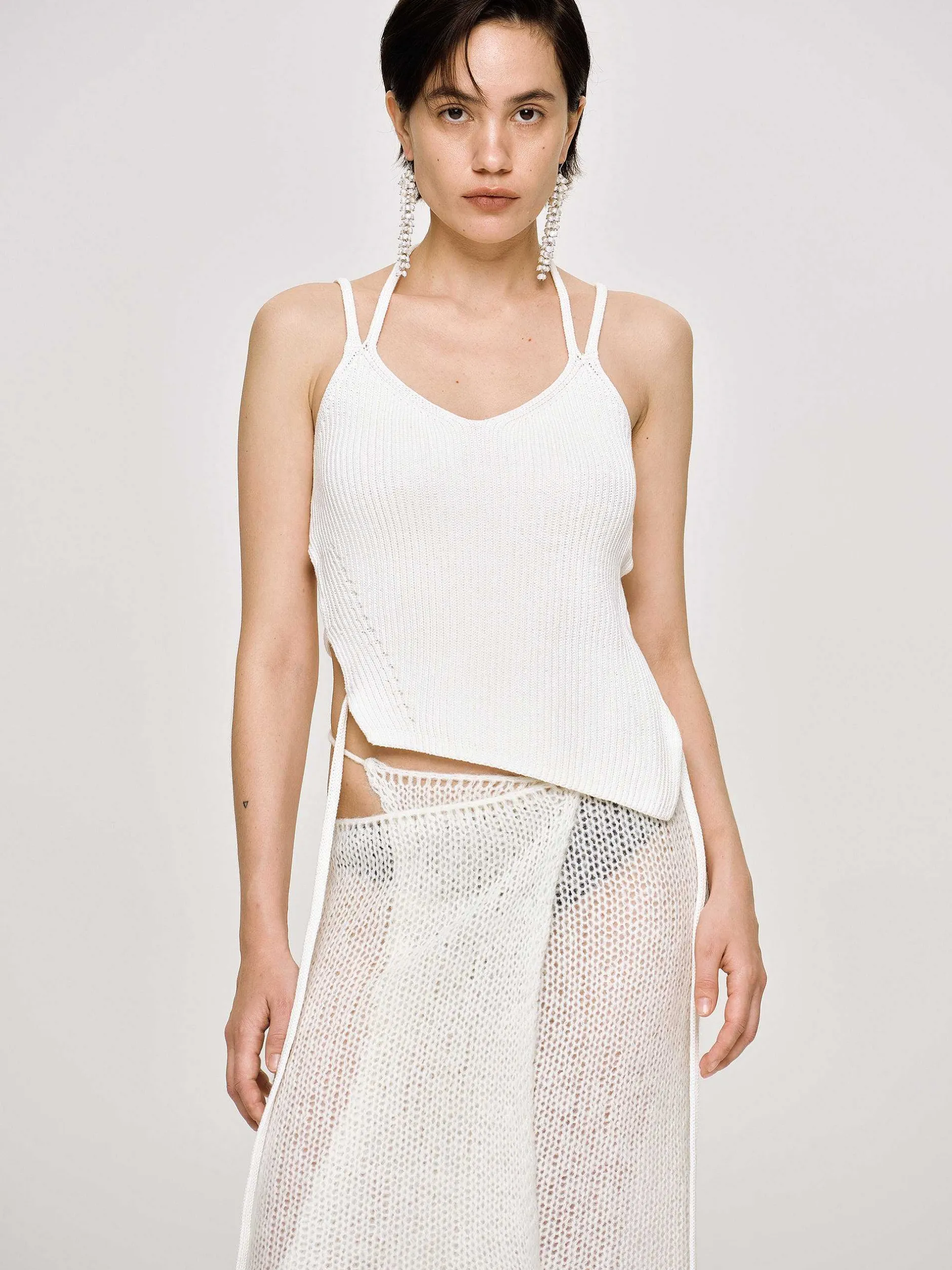 Frauen Source Unknown Kleidung<Asymmetrisches Strick-Tanktop, Weis