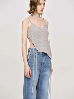 Frauen Source Unknown Kleidung<Asymmetrisches Strick-Tanktop, Fossil Grey