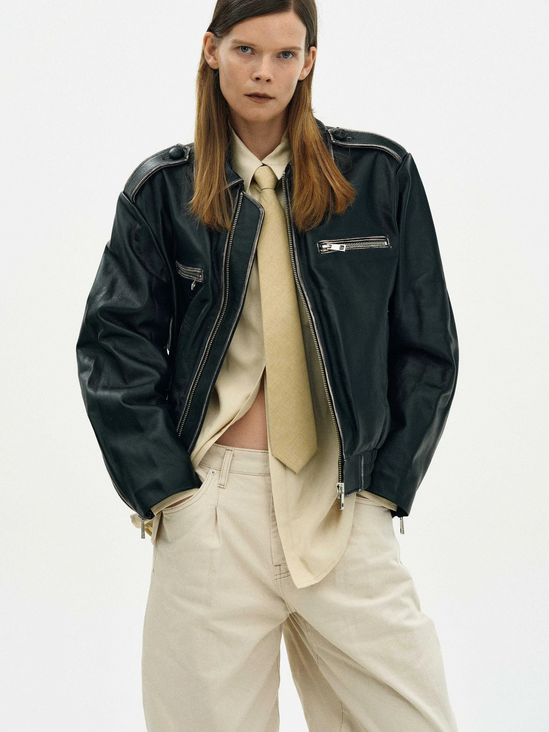 Frauen Source Unknown Kleidung<Ausgebleichte Lederjacke,