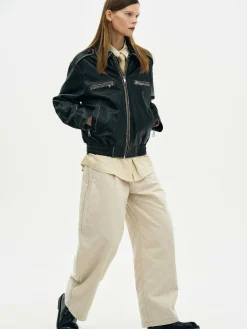 Frauen Source Unknown Kleidung<Ausgebleichte Lederjacke,