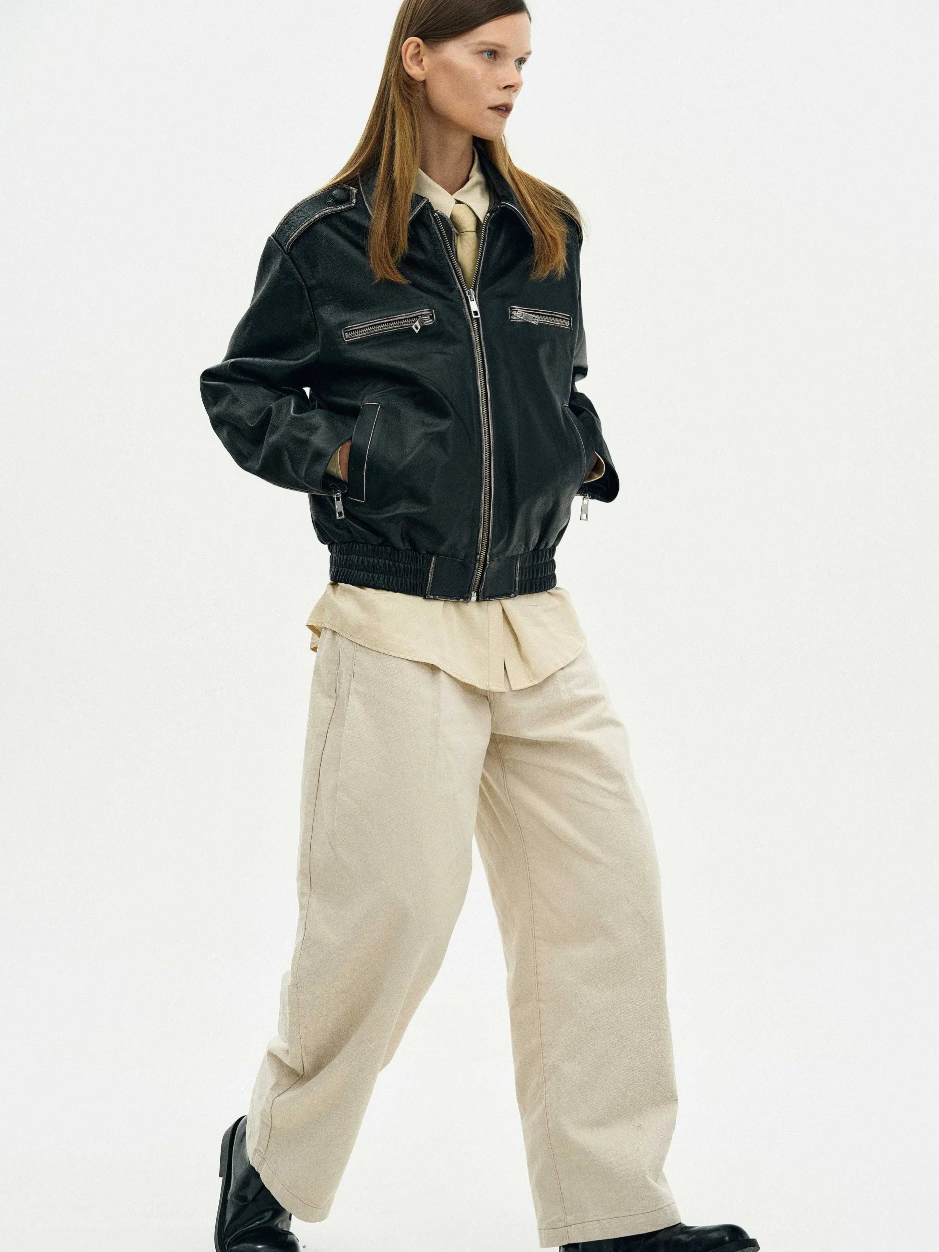 Frauen Source Unknown Kleidung<Ausgebleichte Lederjacke,