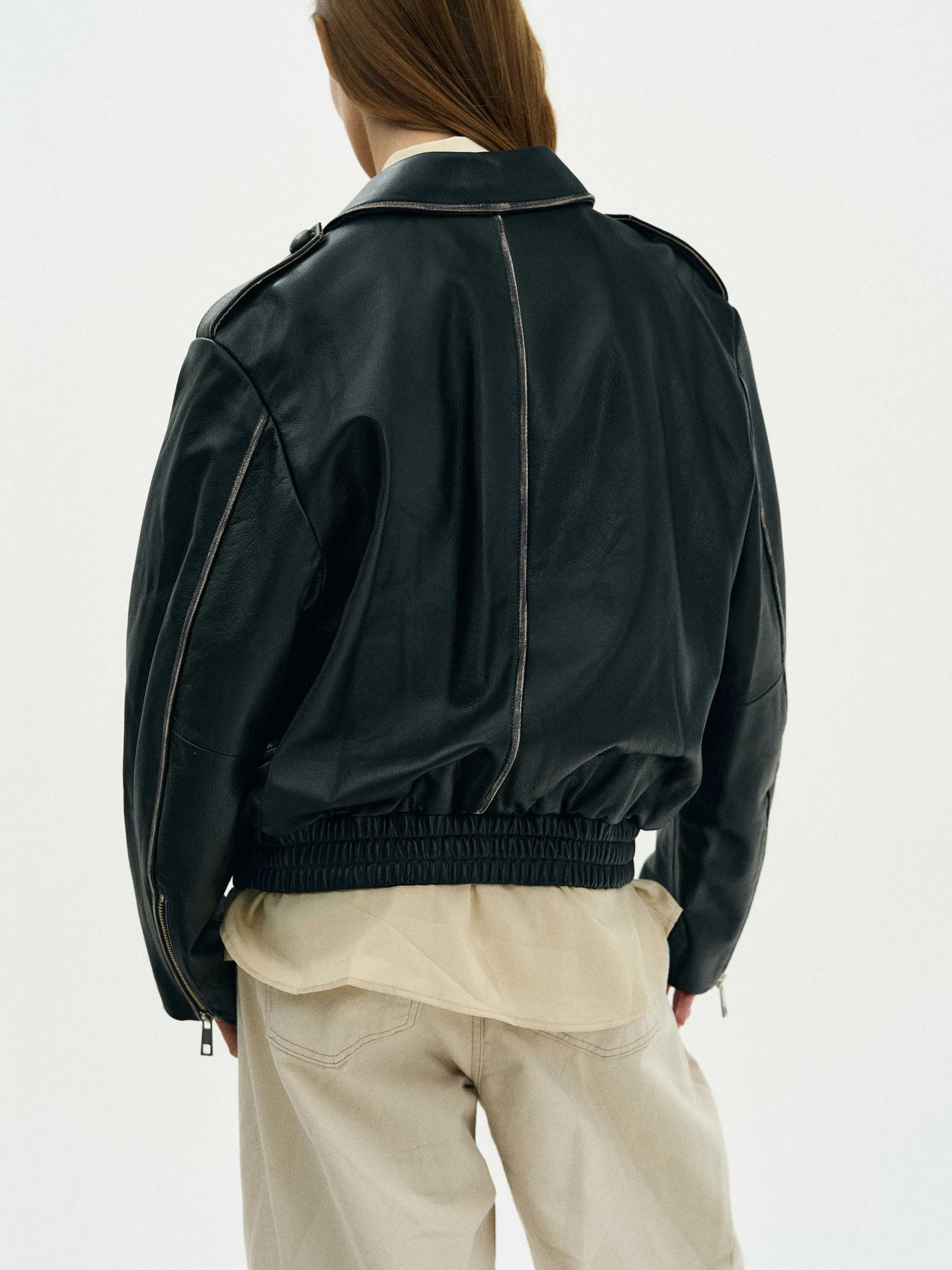 Frauen Source Unknown Kleidung<Ausgebleichte Lederjacke,