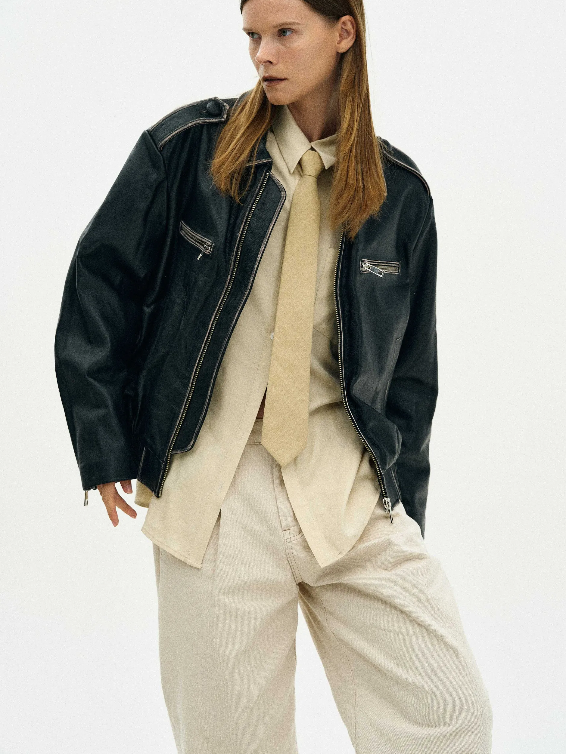 Frauen Source Unknown Kleidung<Ausgebleichte Lederjacke,