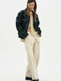 Frauen Source Unknown Kleidung<Ausgebleichte Lederjacke,