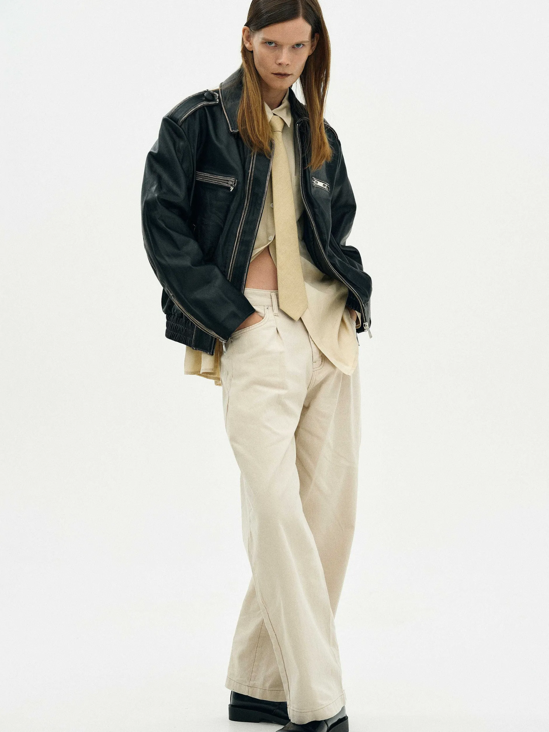 Frauen Source Unknown Kleidung<Ausgebleichte Lederjacke,