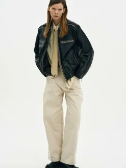 Frauen Source Unknown Oberbekleidung<Ausgebleichte Lederjacke,