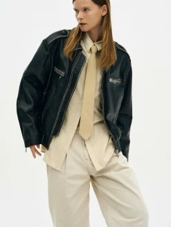 Frauen Source Unknown Oberbekleidung<Ausgebleichte Lederjacke,