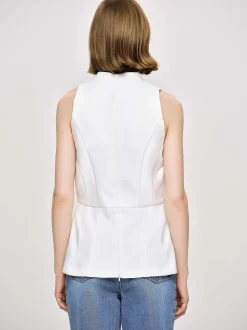 Frauen Source Unknown Kleidung<Ausgestellte Weste Mit Knopfen, Weis