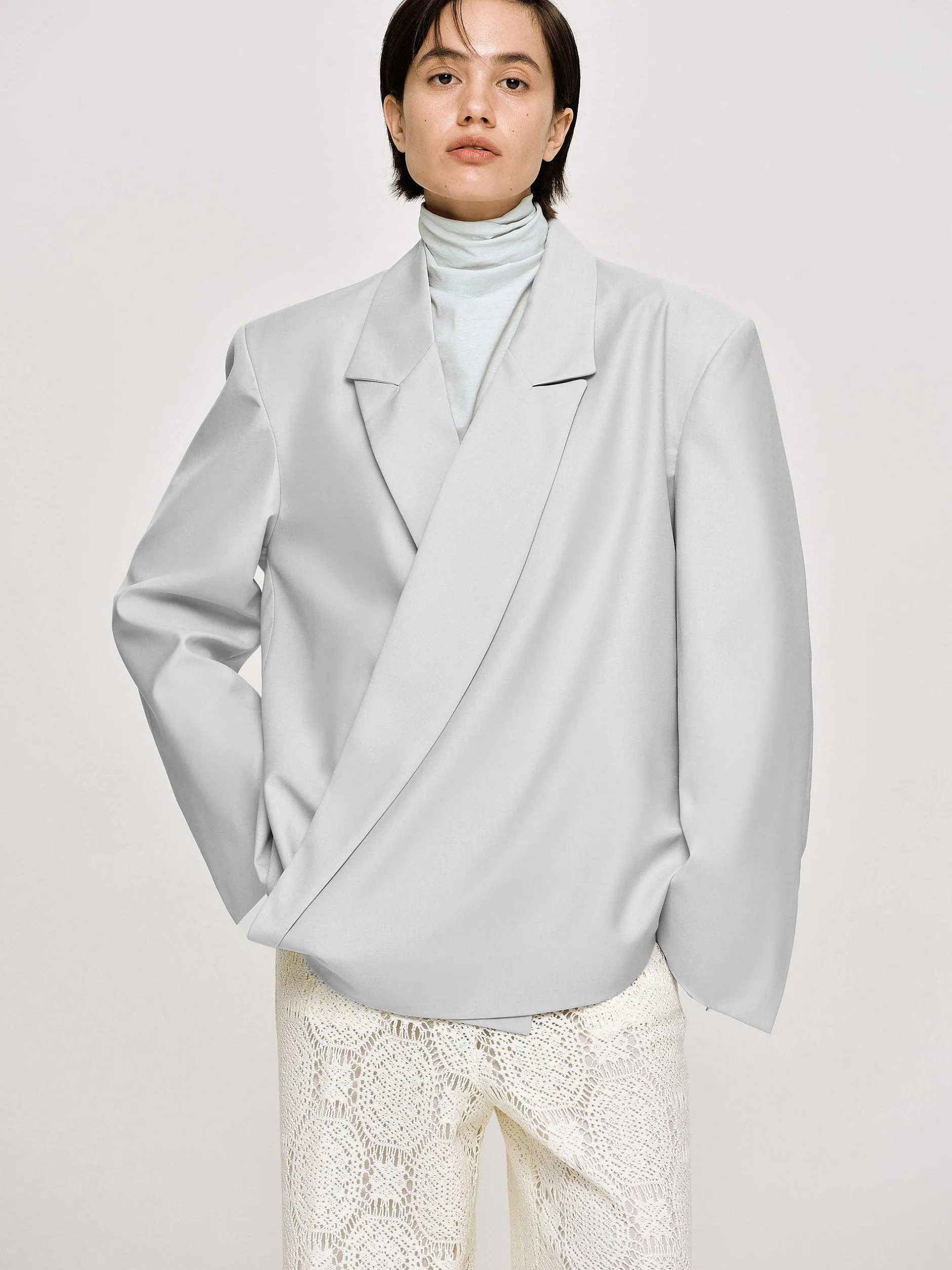 Frauen Source Unknown Zubehör<Baia Boxy Wrap Blazer, Gainsboro Grey