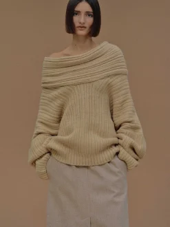 Frauen Source Unknown Zubehör<Becca Ubergroser High Roll Strickpullover, Butter