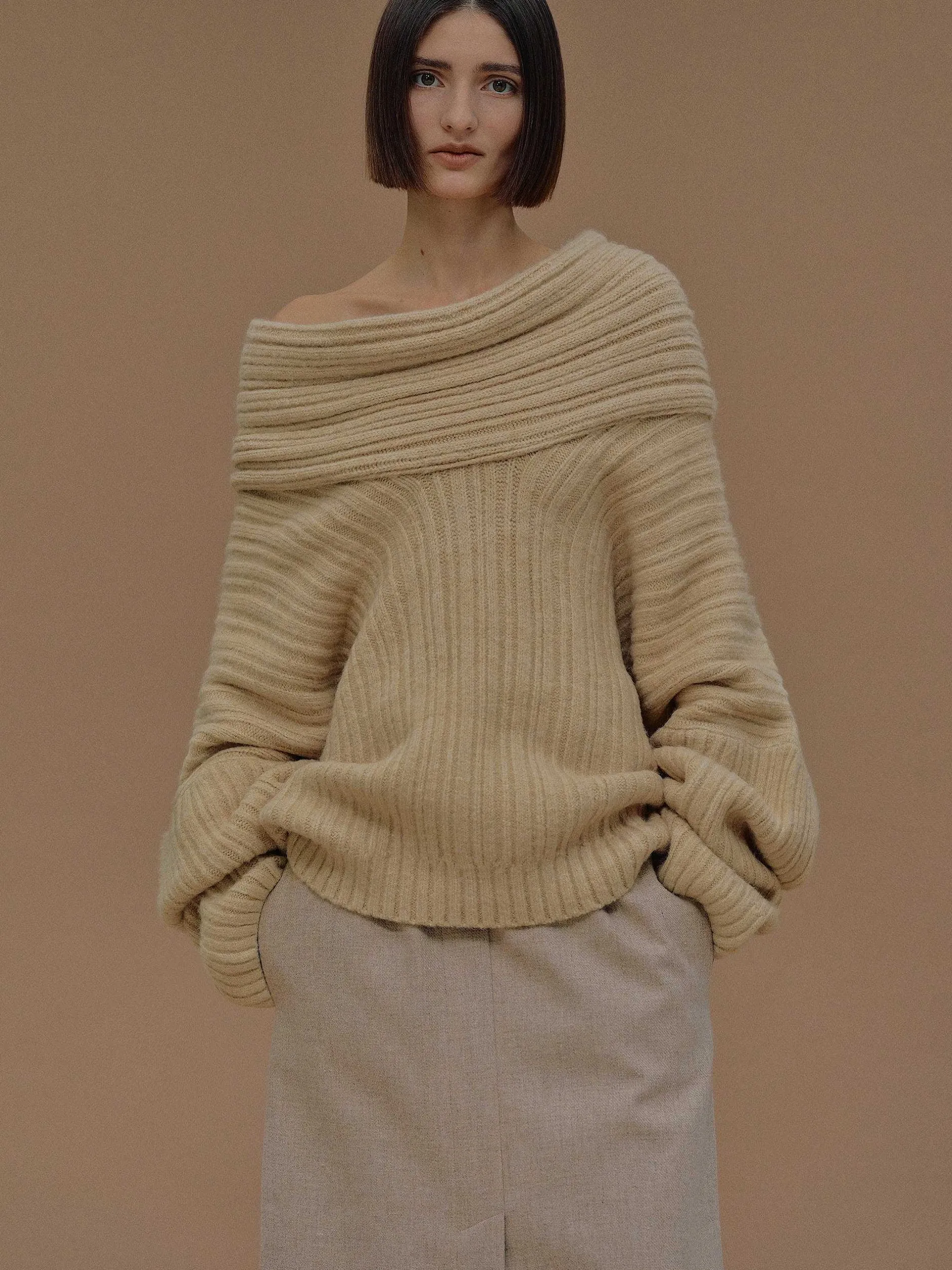 Frauen Source Unknown Zubehör<Becca Ubergroser High Roll Strickpullover, Butter