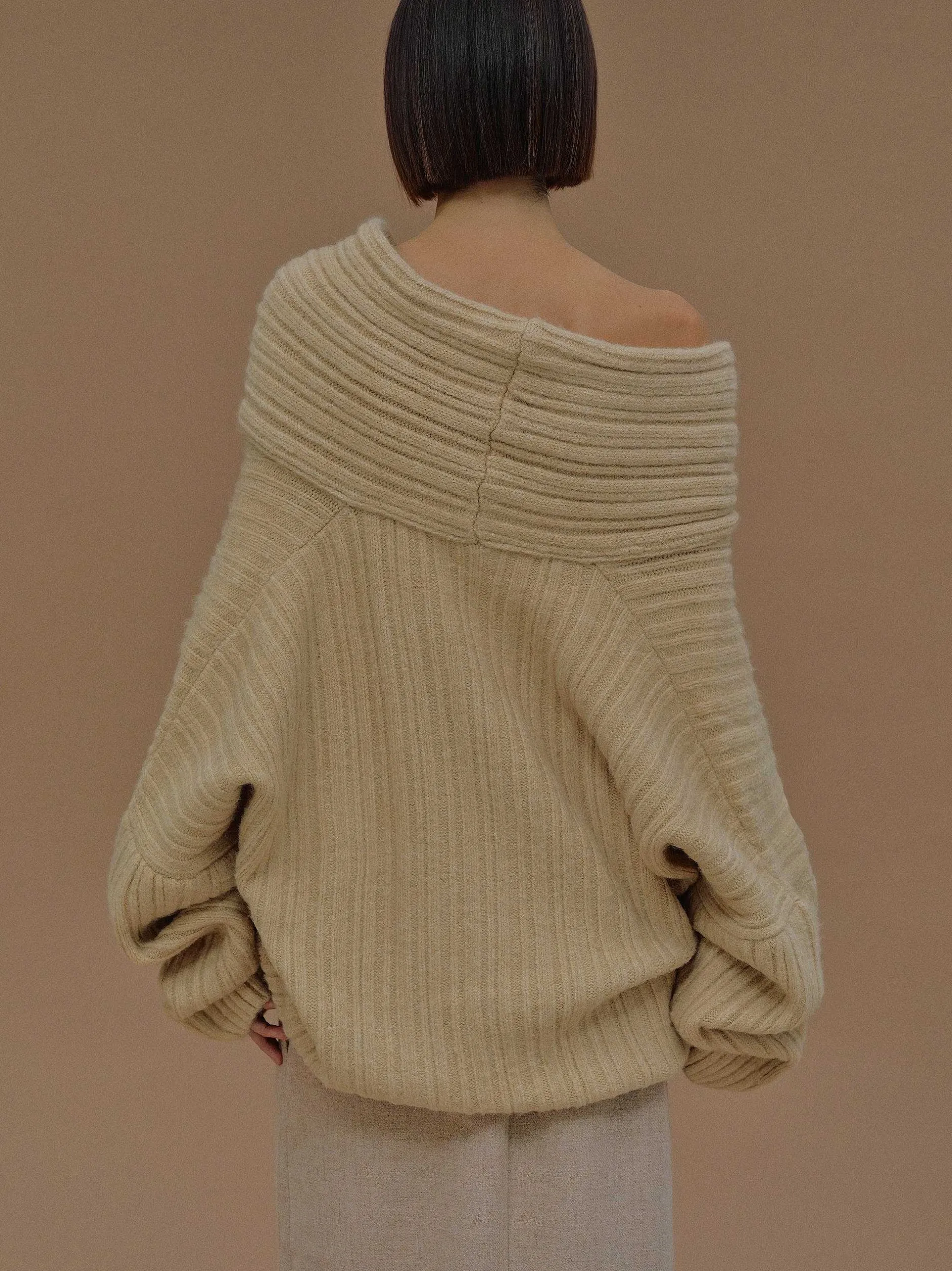 Frauen Source Unknown Zubehör<Becca Ubergroser High Roll Strickpullover, Butter