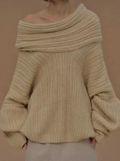 Frauen Source Unknown Zubehör<Becca Ubergroser High Roll Strickpullover, Butter