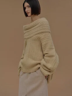 Frauen Source Unknown Zubehör<Becca Ubergroser High Roll Strickpullover, Butter