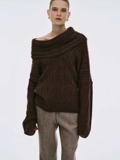 Frauen Source Unknown Zubehör<Becca Ubergroser High-Roll-Strickpullover, Schokolade