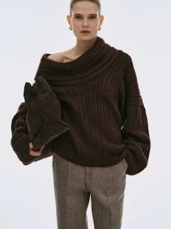 Frauen Source Unknown Zubehör<Becca Ubergroser High-Roll-Strickpullover, Schokolade