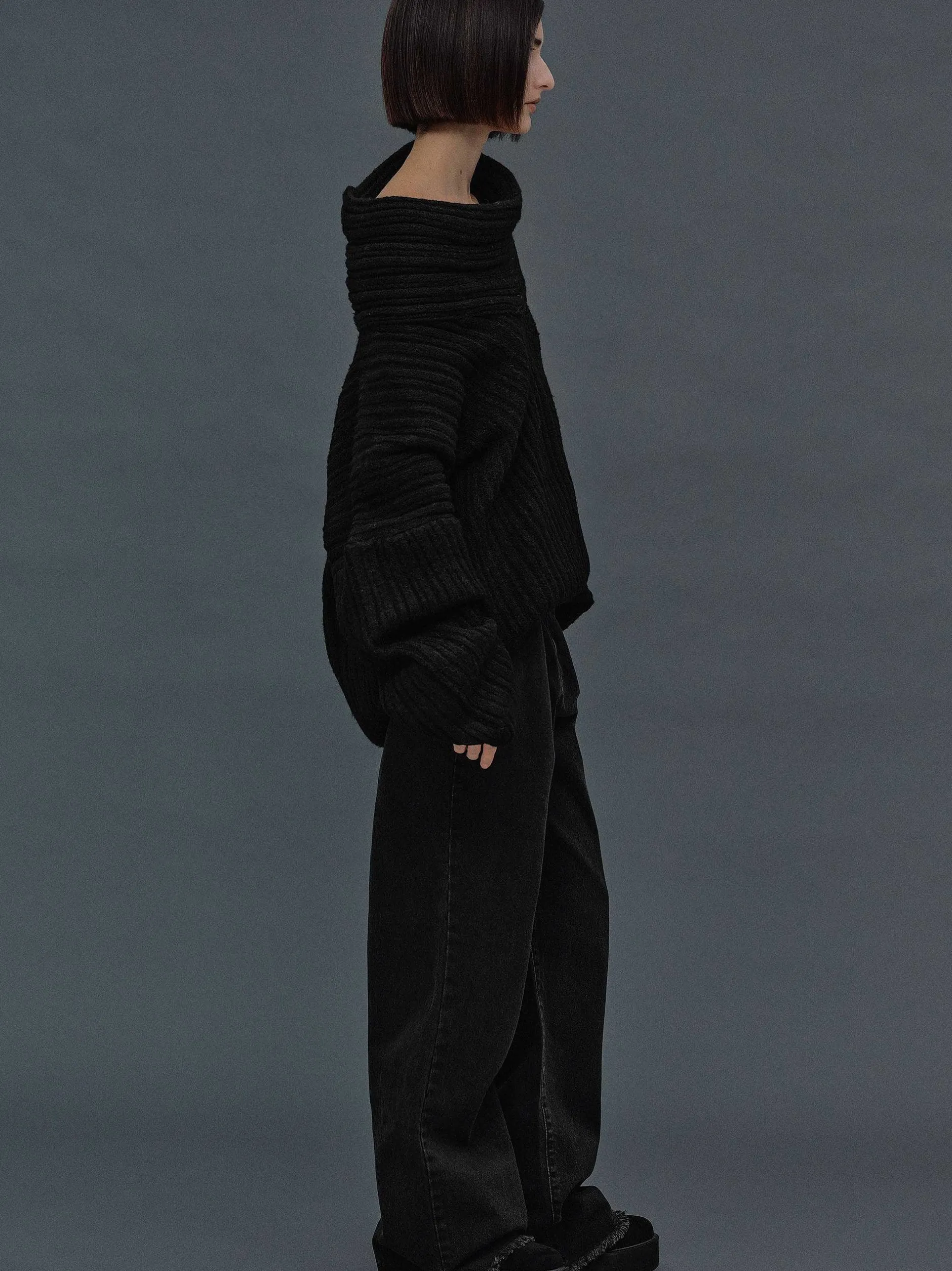 Frauen Source Unknown Zubehör<Becca Ubergroser High-Roll-Strickpullover, Schwarz