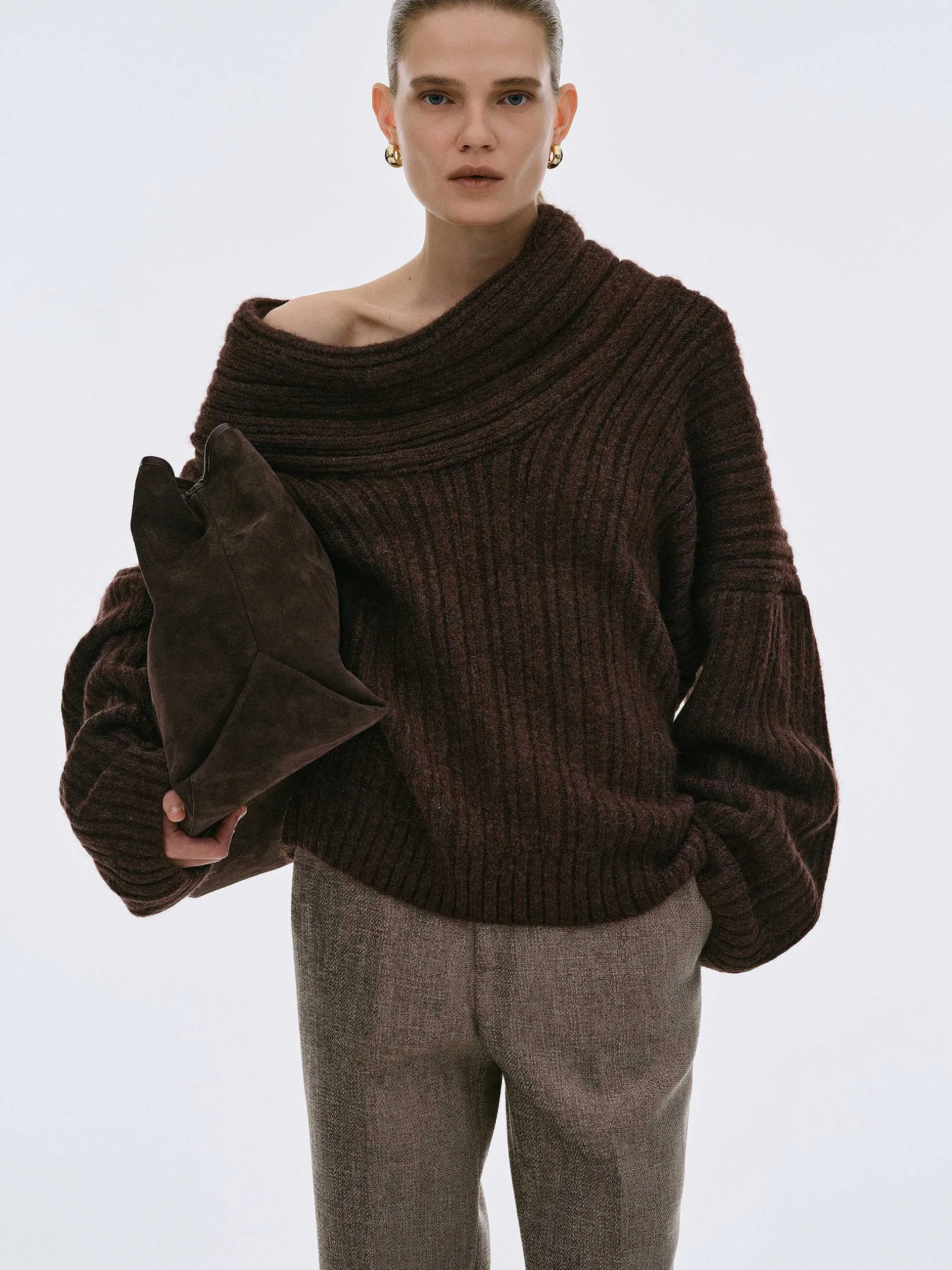 Frauen Source Unknown Zubehör<Becca Ubergroser High-Roll-Strickpullover, Schokolade
