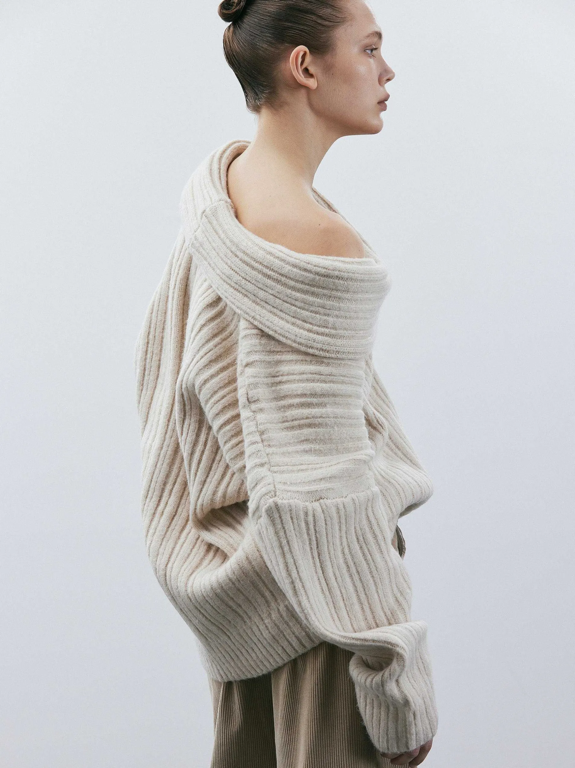 Frauen Source Unknown Zubehör<Becca Ubergroser High-Roll-Strickpullover, Birke