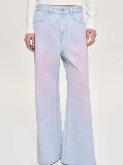 Frauen Source Unknown Denim<Bemalte Jeans Mit Weitem Bein, Rosa Verwaschen