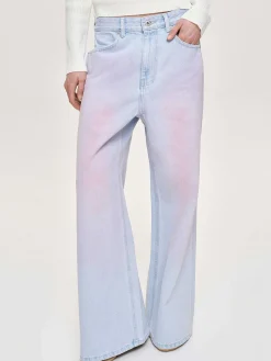 Frauen Source Unknown Denim<Bemalte Jeans Mit Weitem Bein, Rosa Verwaschen