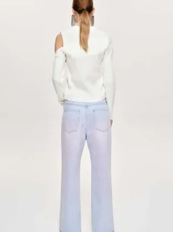 Frauen Source Unknown Kleidung<Bemalte Jeans Mit Weitem Bein, Rosa Verwaschen