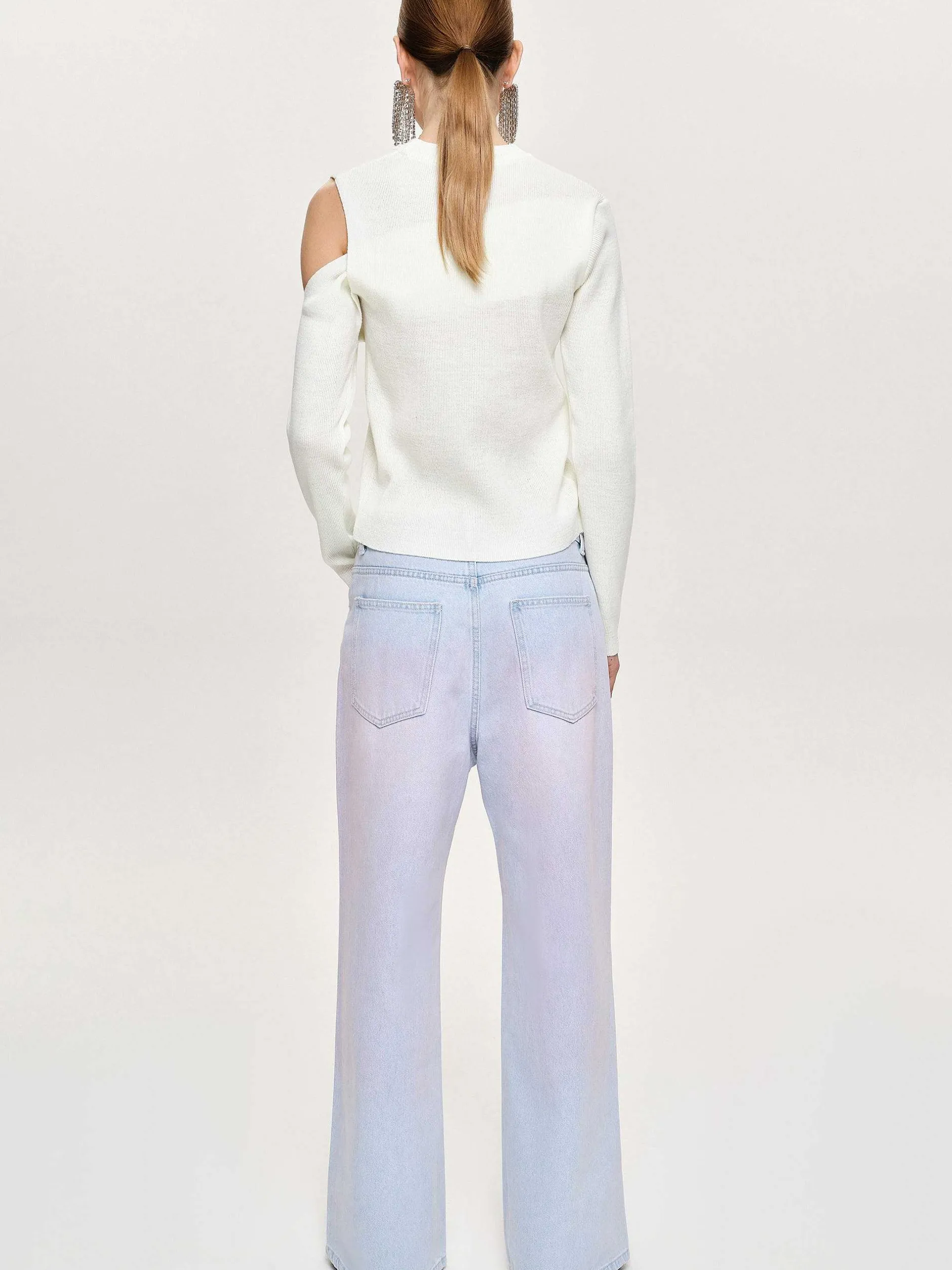 Frauen Source Unknown Kleidung<Bemalte Jeans Mit Weitem Bein, Rosa Verwaschen